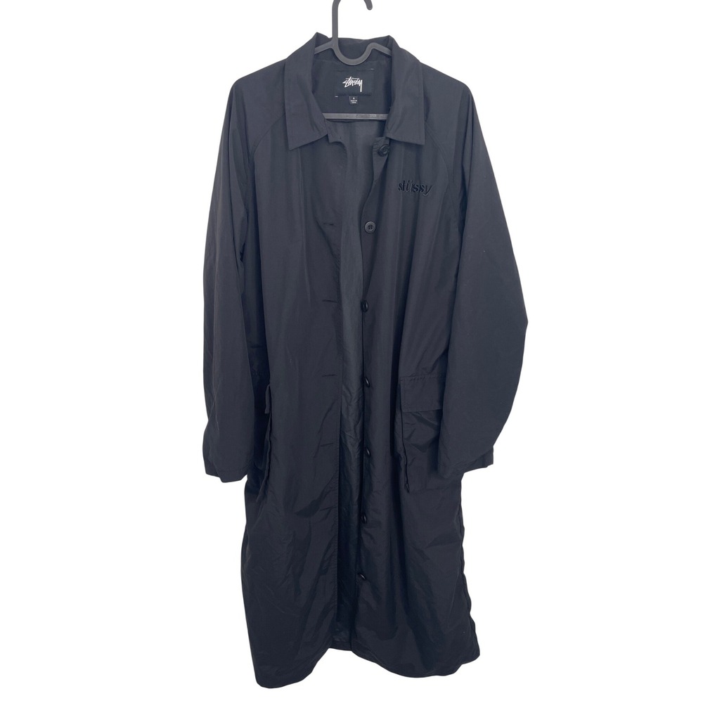 Stussy Trench Coat Long Coach Jacket Black Small